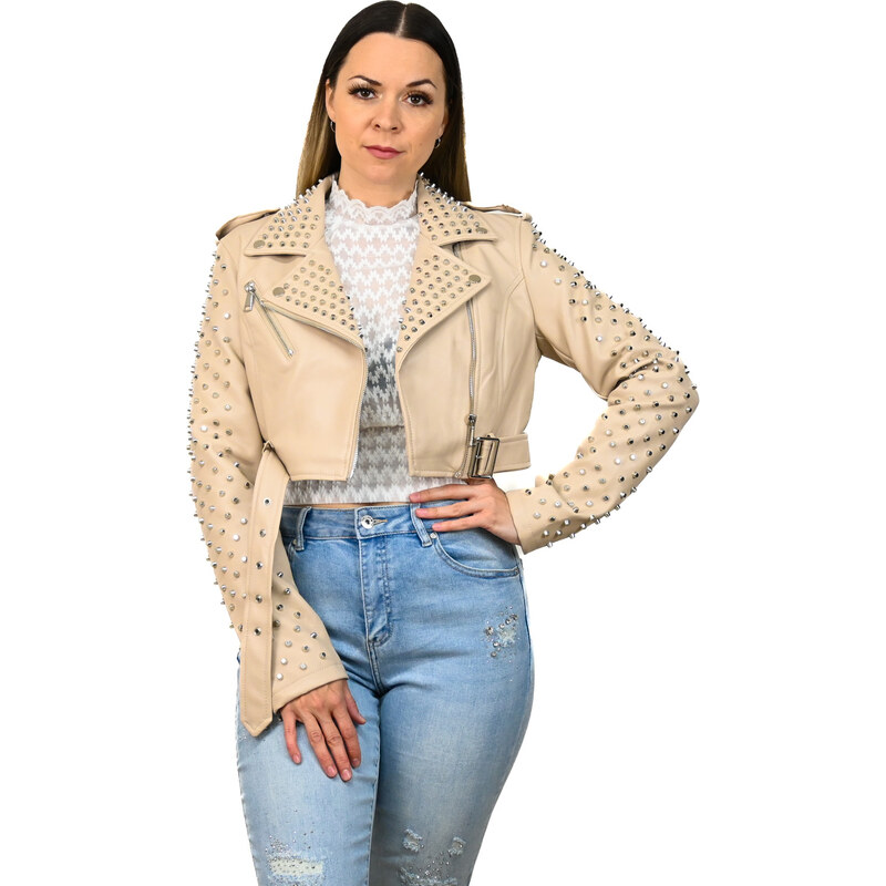 Dámska motorkárska bunda s cvočkami 63789101