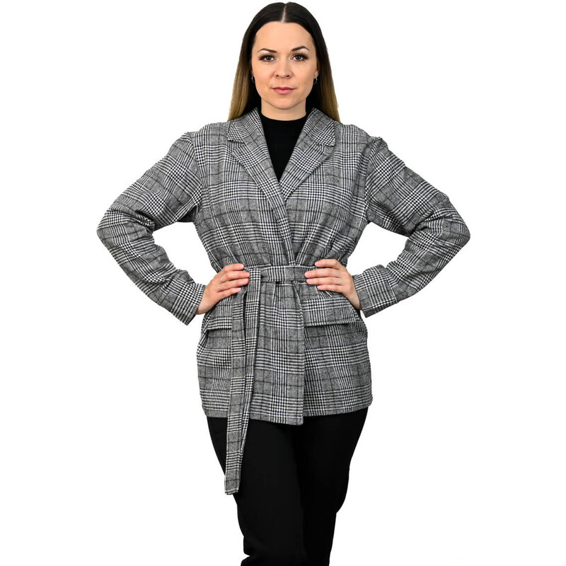 Dámske tvídové sako s opaskom 63789162