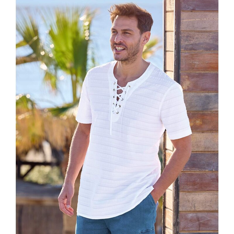 Košeľa so šnurovaním Ibiza Atlas For Men Biela 52448102