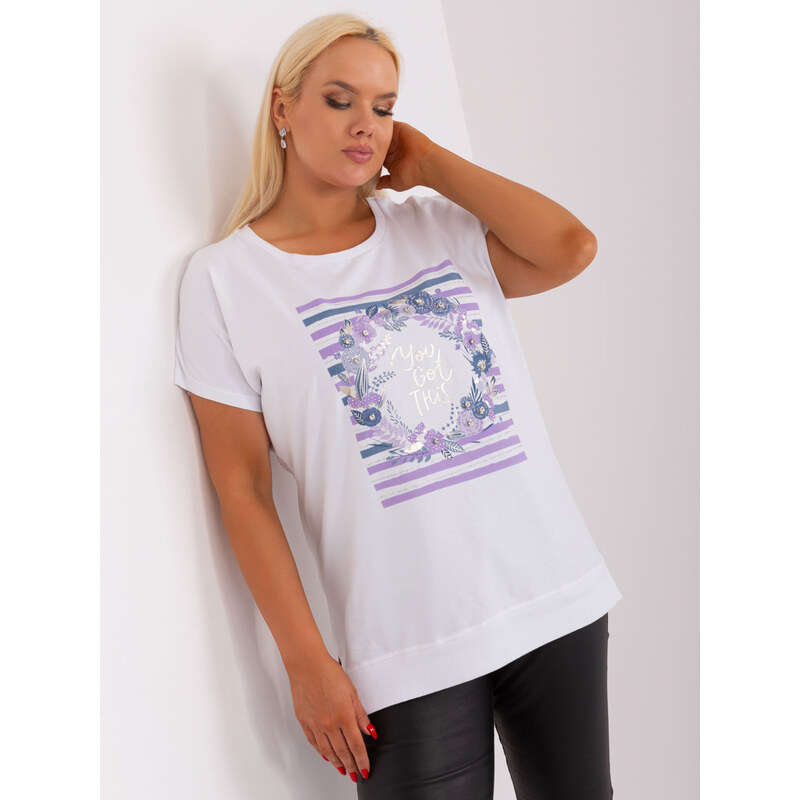 Tričko s fialovými pruhmi a nápisom biele 63884810