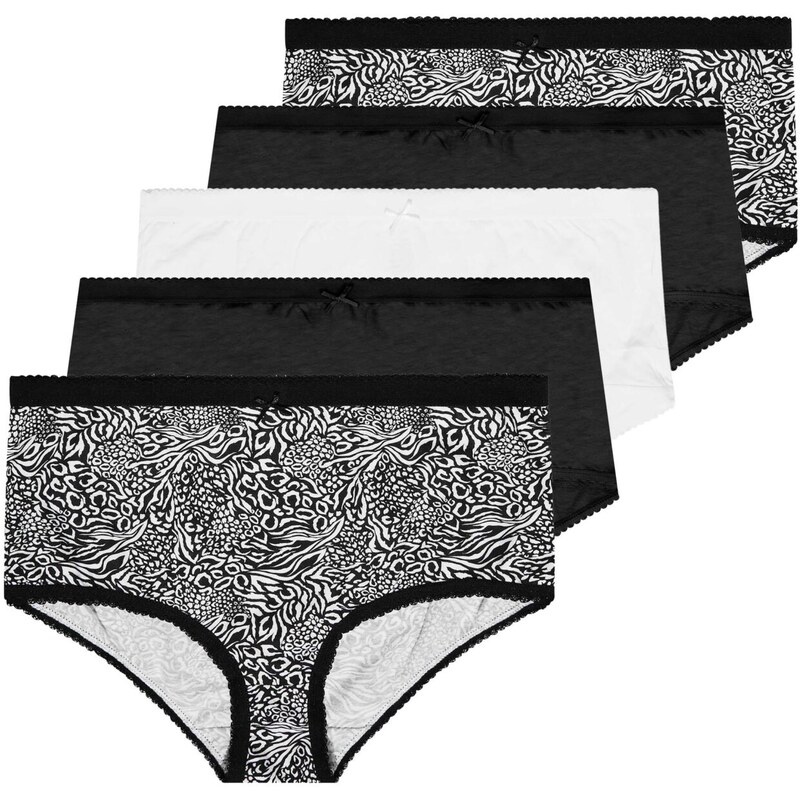 (veľ. 46/48) Nohavičky s vysokým pásom (5ks) čierno-biele 63884931