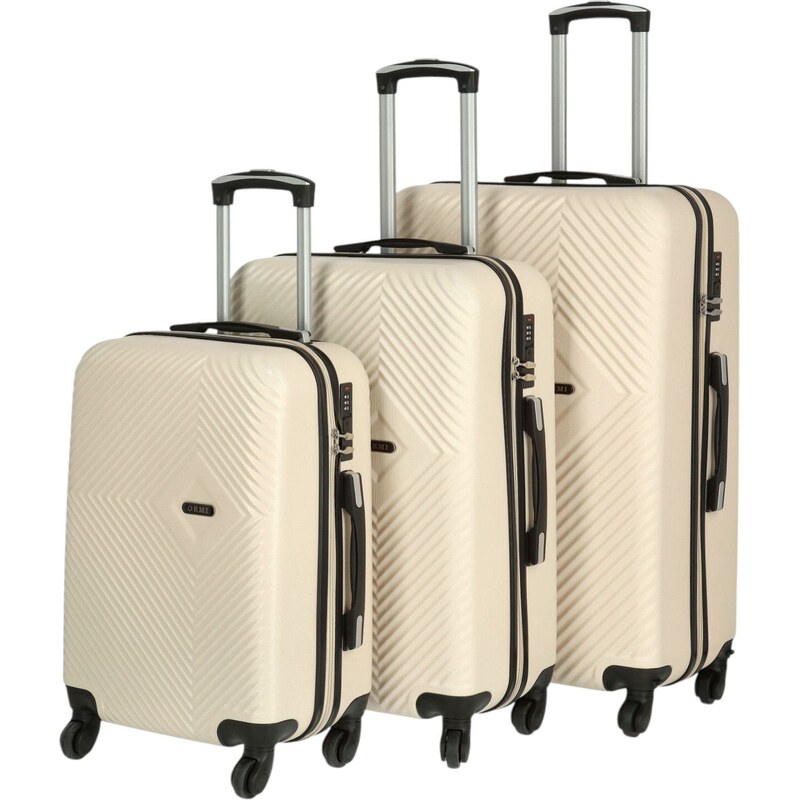 ORMI Cestovný plastový kufor Folker veľkosť SADA, krémový 66436407