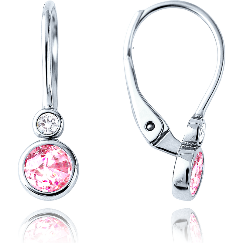 OLIVIE MINET Elegantní náušnice z bílého zlata s bílými a růžovými 64913632