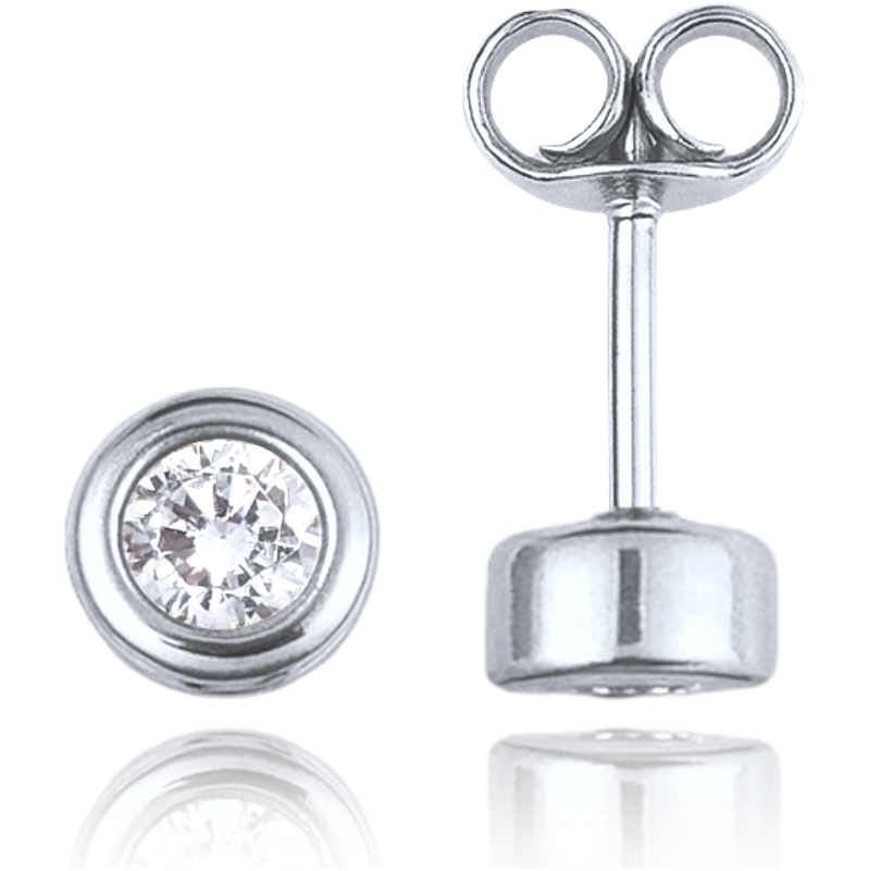 OLIVIE MINET Elegantní zlaté náušnice z bílého zlata s bílými zirkony 64898868