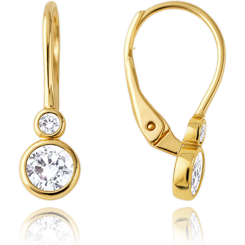 OLIVIE MINET Dětské zlaté náušnice s bílými zirkony Au 585/1000 64913629