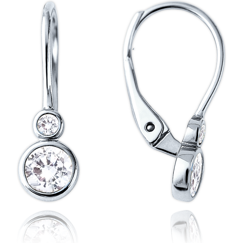 OLIVIE MINET Dětské zlaté náušnice z bílého zlata s bílými zirkony Au 64913631