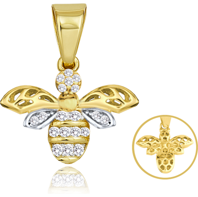 OLIVIE MINET Zlatý přívěs včelka s bílými zirkony Au 585/1000 65304614