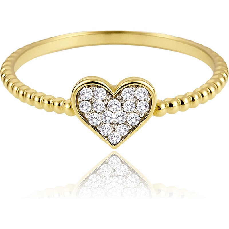 OLIVIE MINET Zlatý prsten srdíčko s bílými zirkony Au 585/1000 65067479