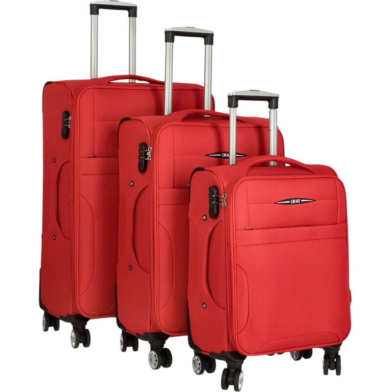 ORMI Cestovný látkový kufor Livius veľkosť SADA, červený 66436411