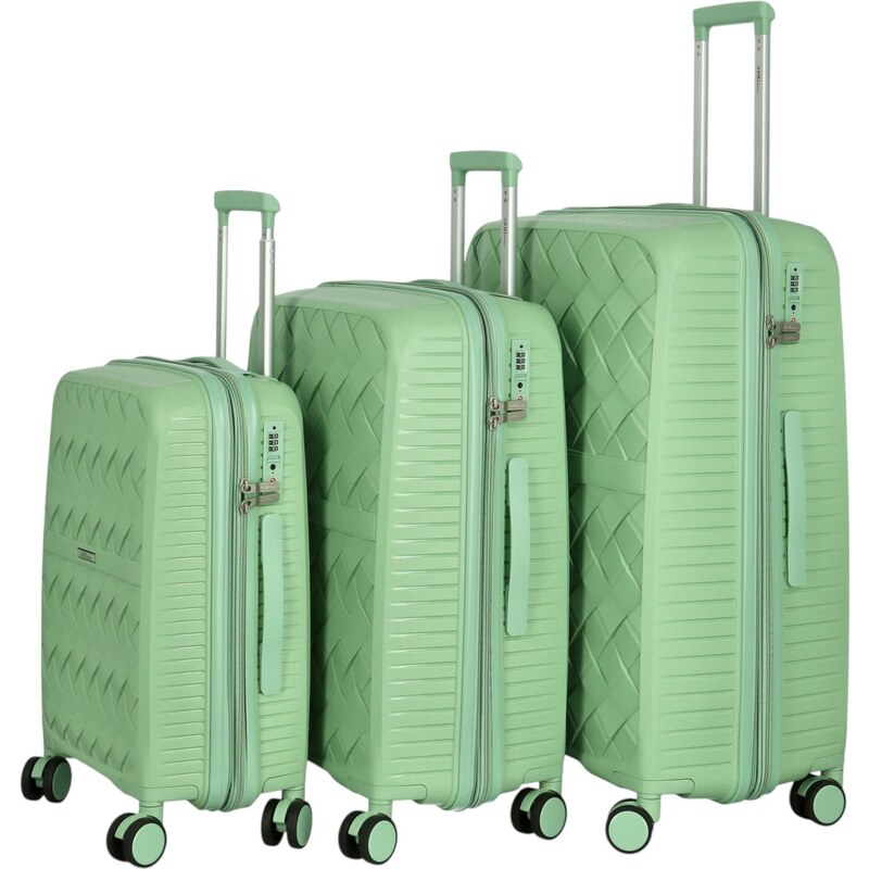 Cestovný plastový kufor Ormi Galileo veľkosť SADA, svetlo zelený 66436389