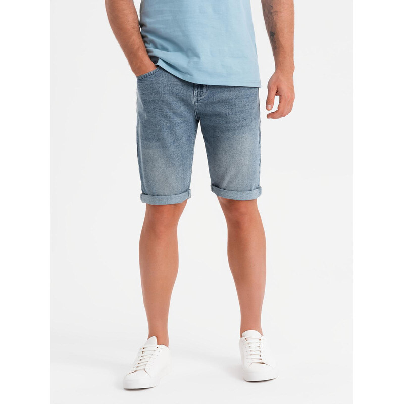 Ombre Mens denim shorts with rolled up leg - light blue 64793406