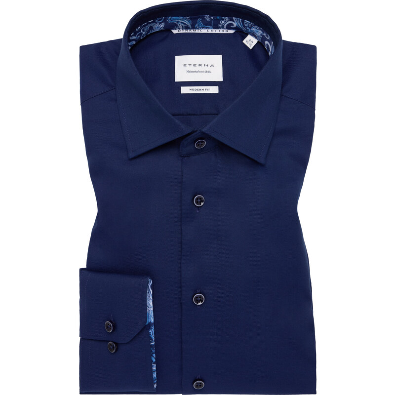 ETERNA Slim fit Oxford tmavomodrá košeľa s kontrastom Non Iron 63894002