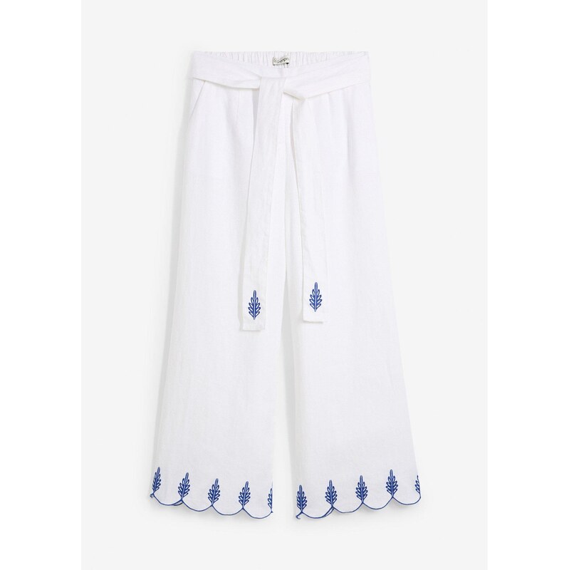 bonprix Culotte nohavice s opaskom (2 ks), farba biela 63894170