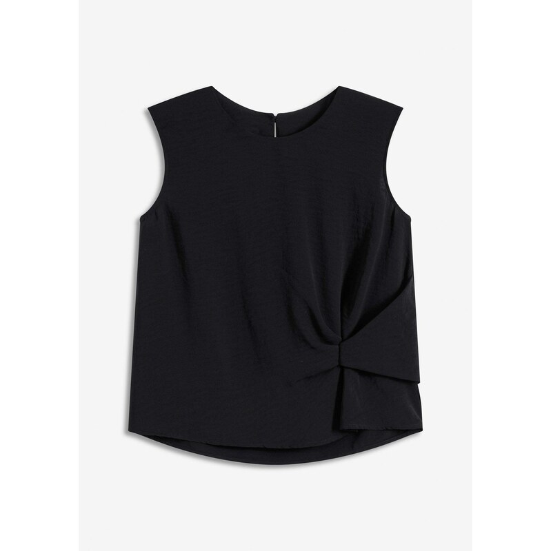 bonprix Blúzkový top s uzlíkom, farba čierna 63894254