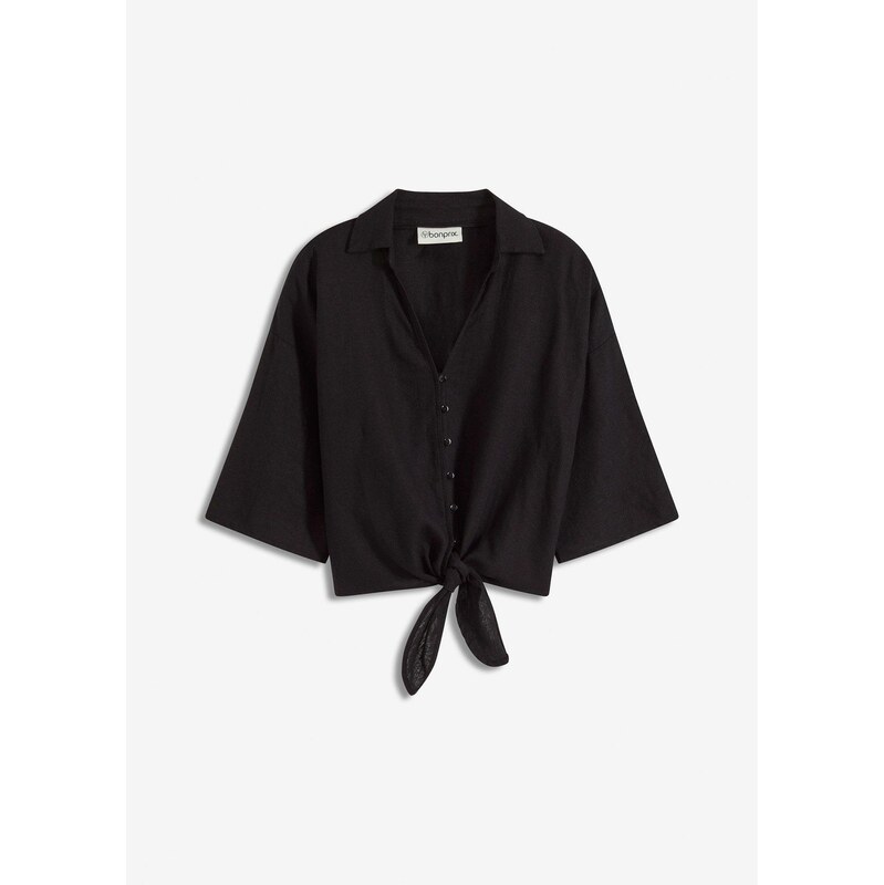 bonprix Plátená blúzka, farba čierna 63894257