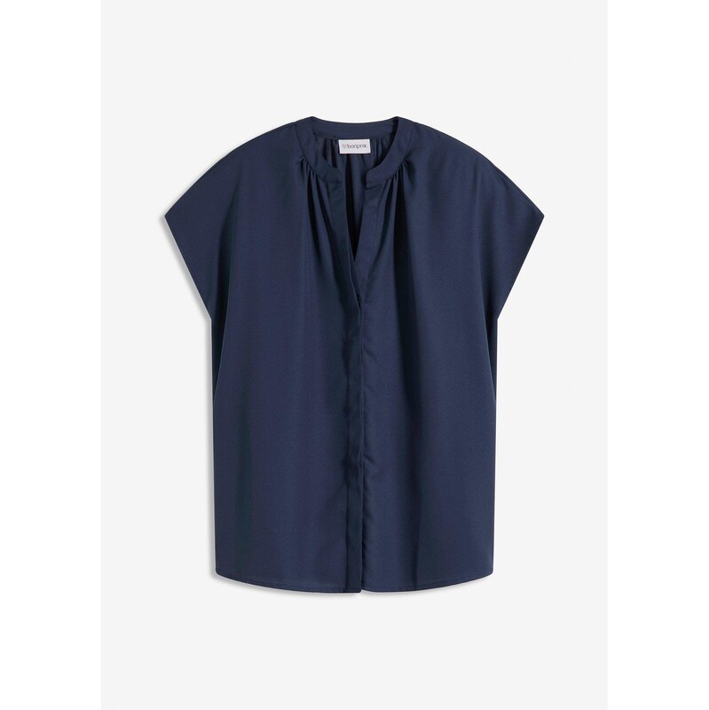 bonprix Blúzka s krátkym rukávom a gombičkami, farba modrá 63894269