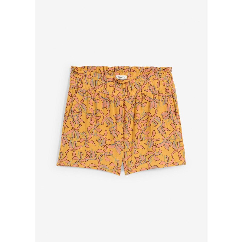 bonprix Šortky z bavlného mixu viskózy, farba oranžová 63894297