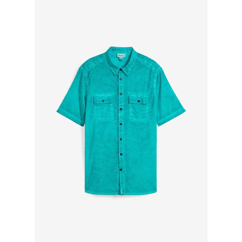 bonprix Košeľa s krátkym rukávom vo vypratom štýle, farba zelená 63894349