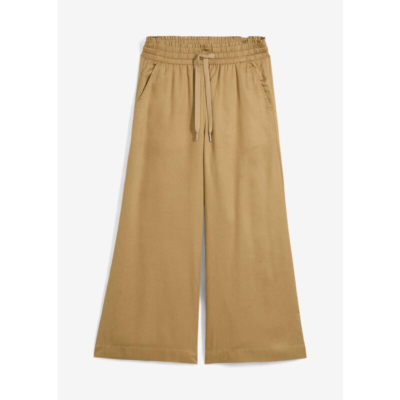 bonprix Nohavice bez zapínania, 7/8, z materiálu lyocell, farba hnedá 63894352