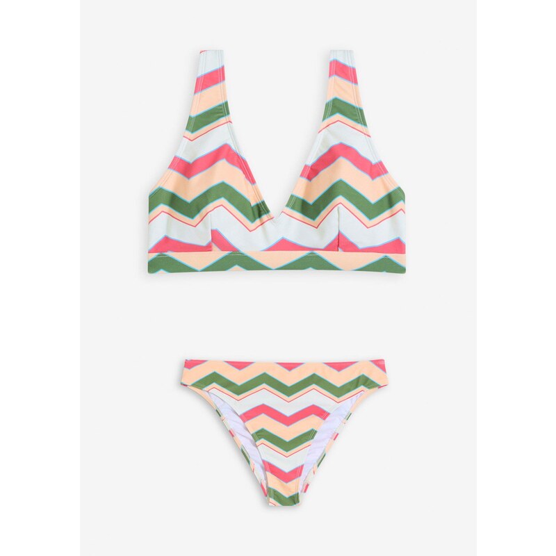 bonprix Bikiny bustier s výstrihom do V (2-dielne), farba zelená 63894407