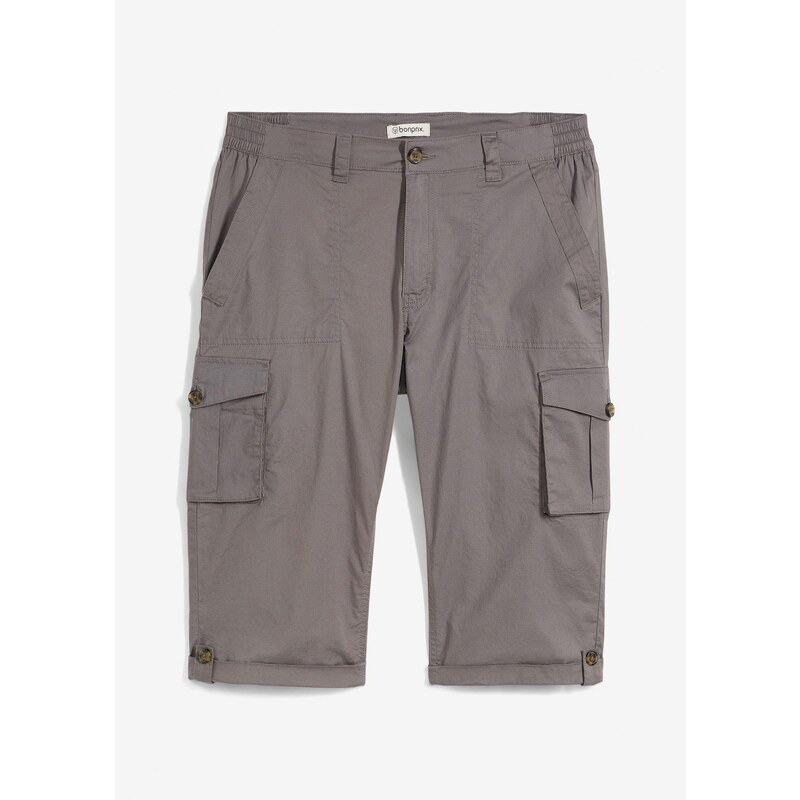 bonprix Dlhé bermudy s komfortným pásom, Regular Fit, farba šedá 63894445
