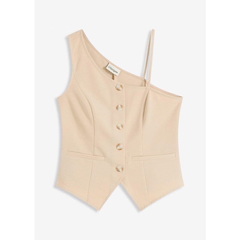 bonprix Vesta na gombičky, farba béžová 63894496