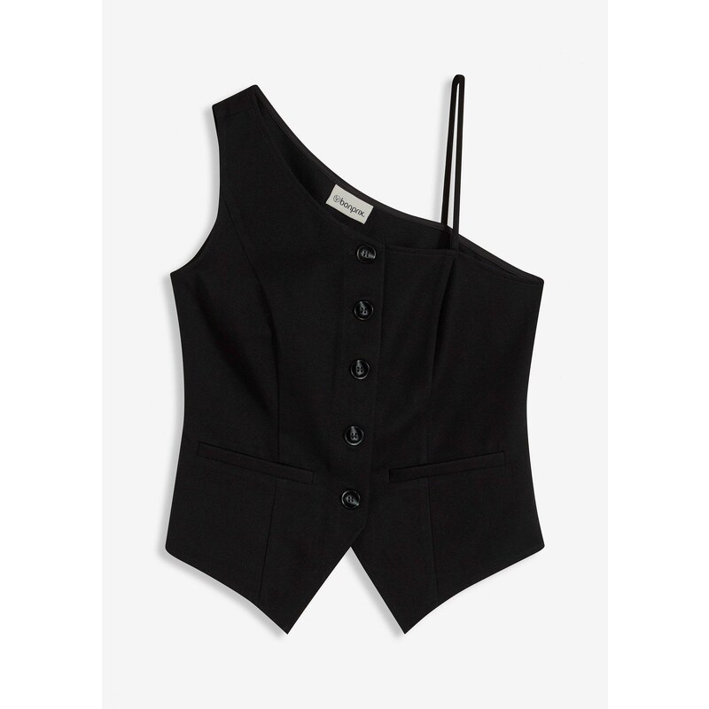 bonprix Vesta na gombičky, farba čierna 63894495
