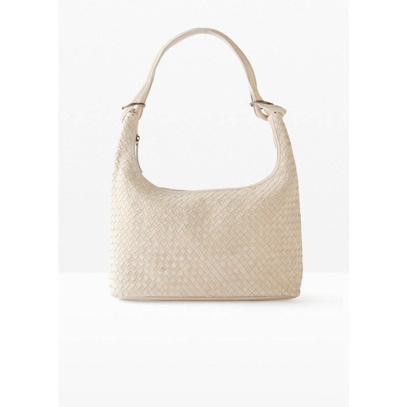 bonprix Kožená taška shopper, farba béžová 63894527