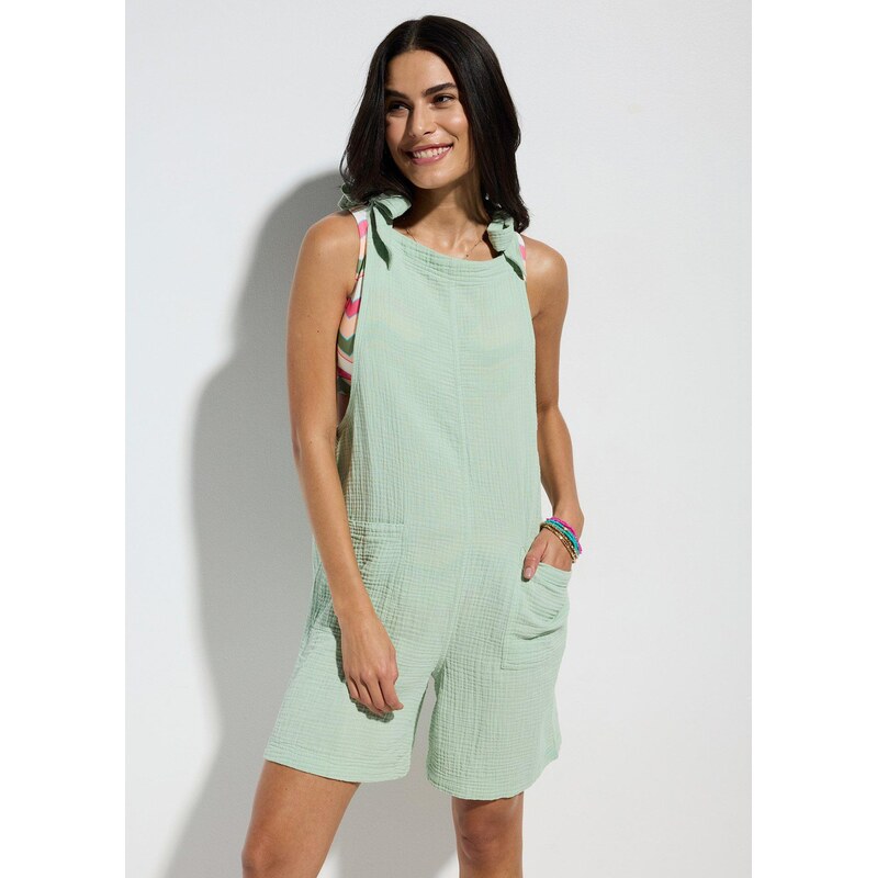 bonprix Plážový overal zo vzdušného mušelínu, farba zelená 63894202