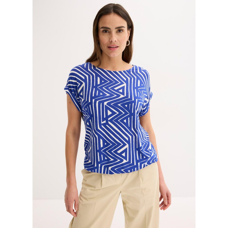 bonprix Tričko oversize z padavého viskózového mixu, farba modrá 63894456