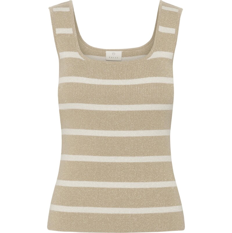 Kaffe Vyšívaný top KAMorita tmavobéžová / biela 63919600