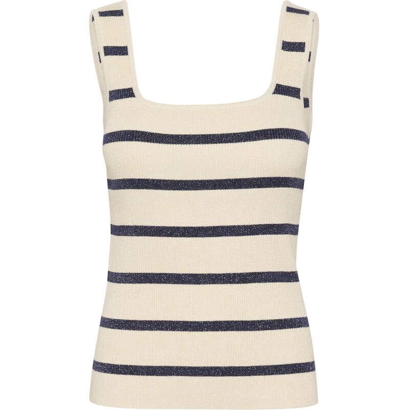 Kaffe Vyšívaný top KAMorita námornícka modrá / biela ako vlna 63919605