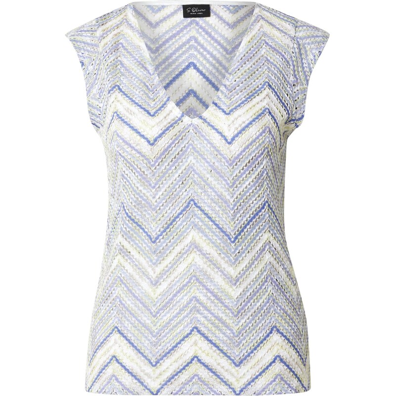 s.Oliver BLACK LABEL Vyšívaný top svetlomodrá / svetložltá / šedobiela 63939543