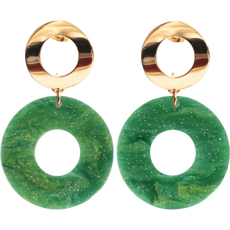 Fräulein Wunder Náušnice Adua zlatá / zelená 65897205
