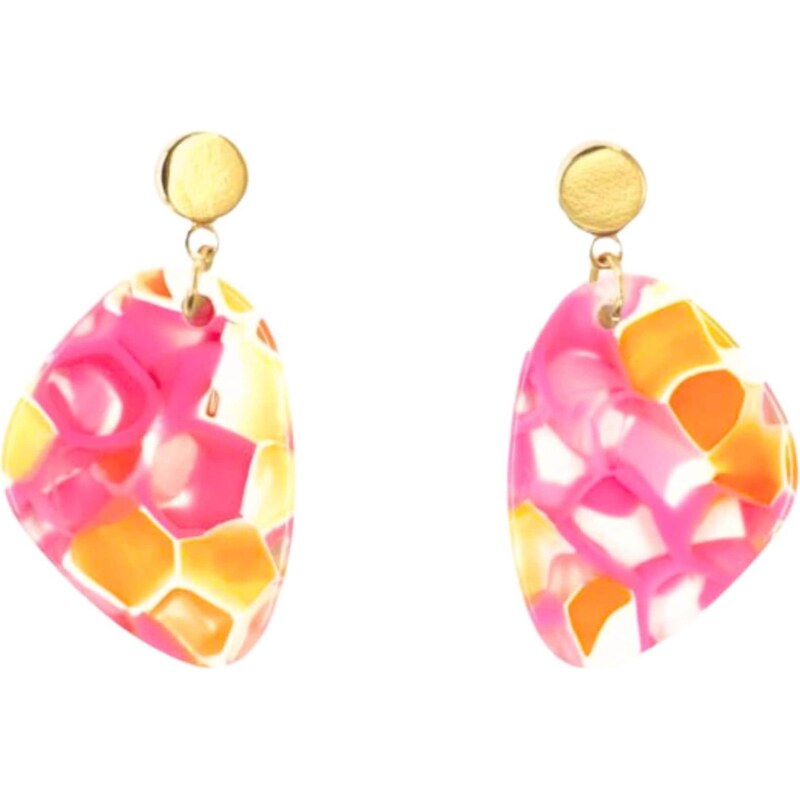 Fräulein Wunder Náušnice Amy zlatá / oranžová / ružová / biela 65880157