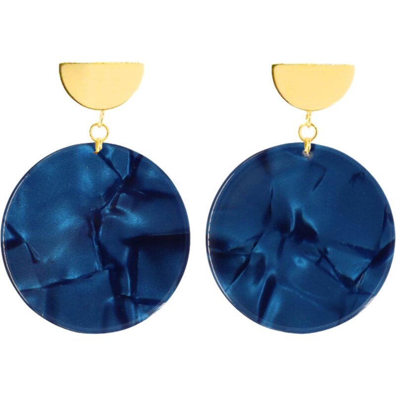 Fräulein Wunder Náušnice Amal tmavomodrá / zlatá 65880170