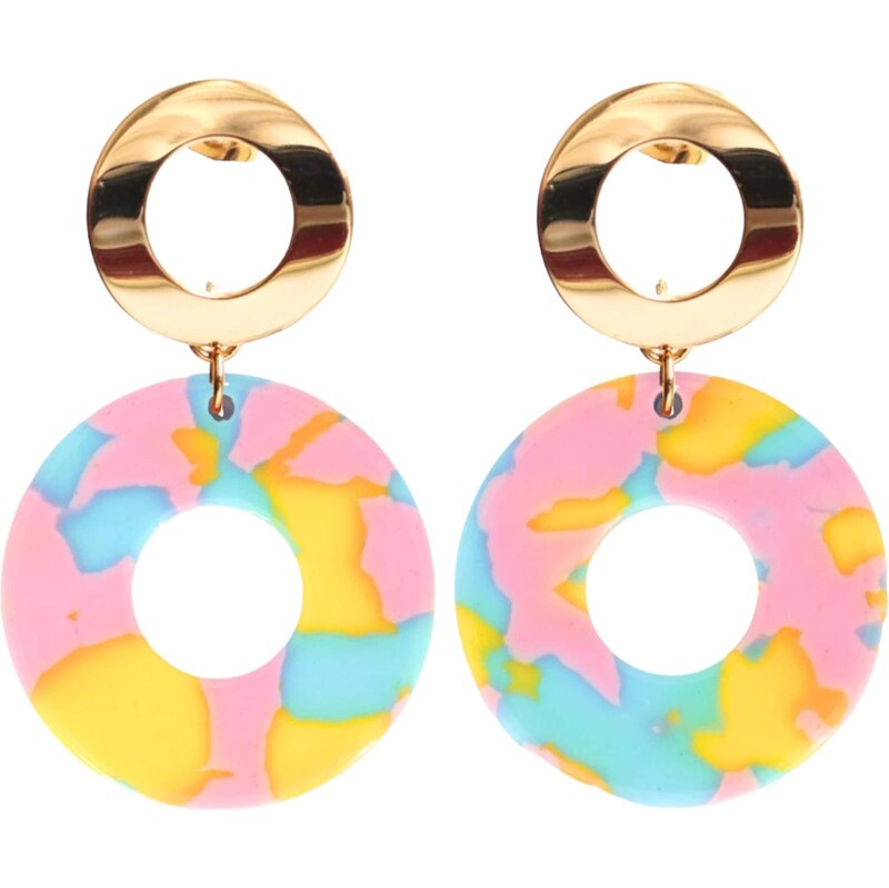 Fräulein Wunder Náušnice Adua svetlomodrá / zlatá / oranžová / ružová 65880164