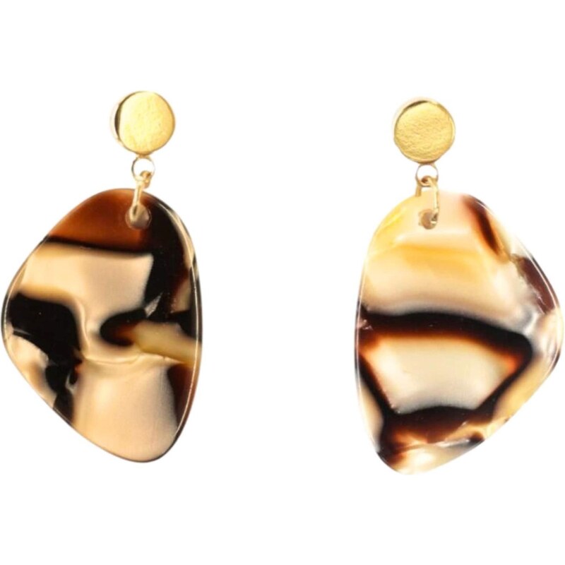 Fräulein Wunder Náušnice Amy hnedá / kapučíno / zlatá / čierna 65880173