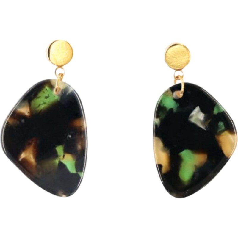 Fräulein Wunder Náušnice Amy béžová / zlatá / svetlozelená / čierna 65880175