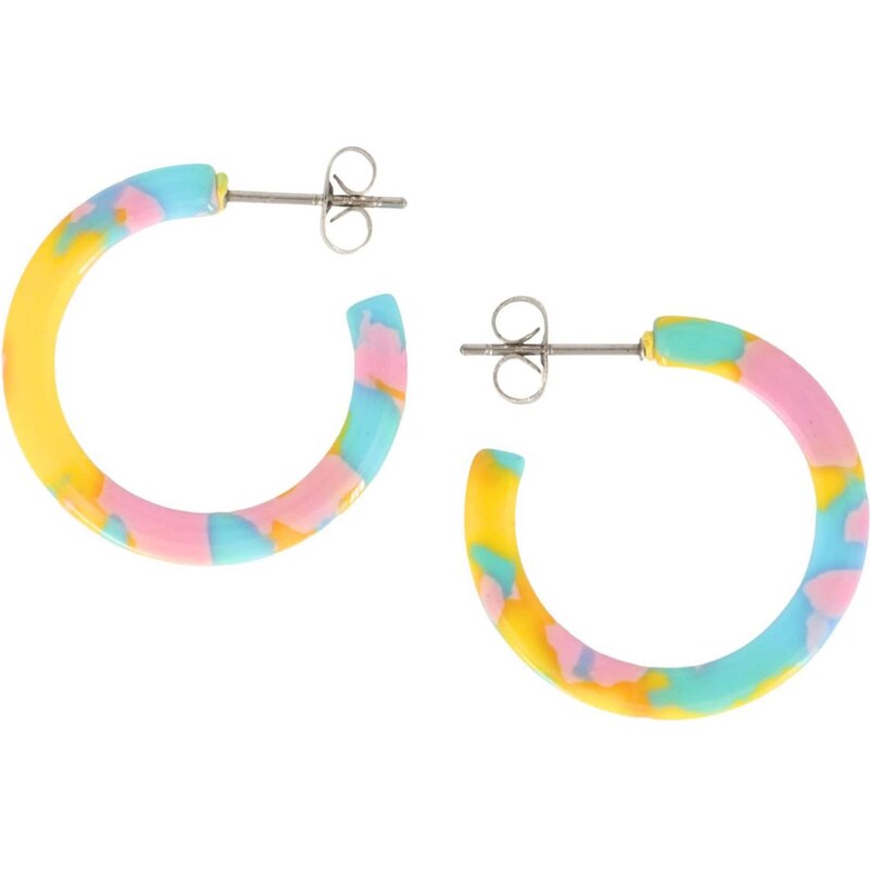 Fräulein Wunder Náušnice Anni svetlomodrá / žltá / ružová / strieborná 65880180