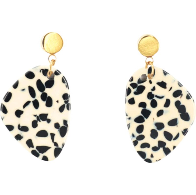 Fräulein Wunder Náušnice Amy béžová / zlatá / čierna 65880176