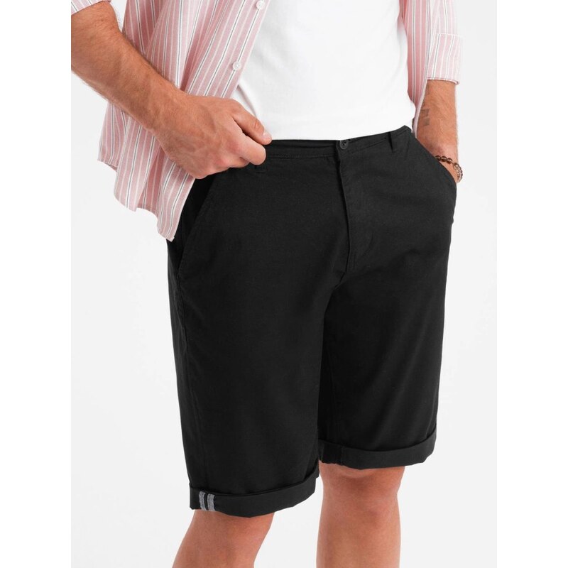 Ombre Clothing Pánske čierne chinos šortky s lemom V9 SRCS-0197 63913880