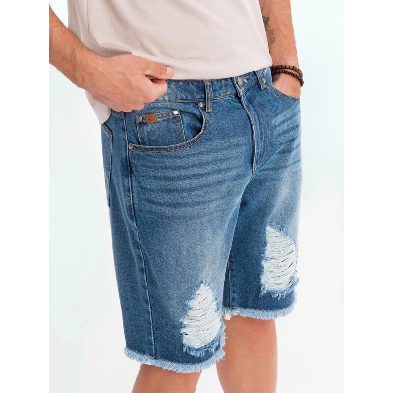 Ombre Clothing Pútavé modré rifľové kraťasy V3 SRDS-0157 63913877