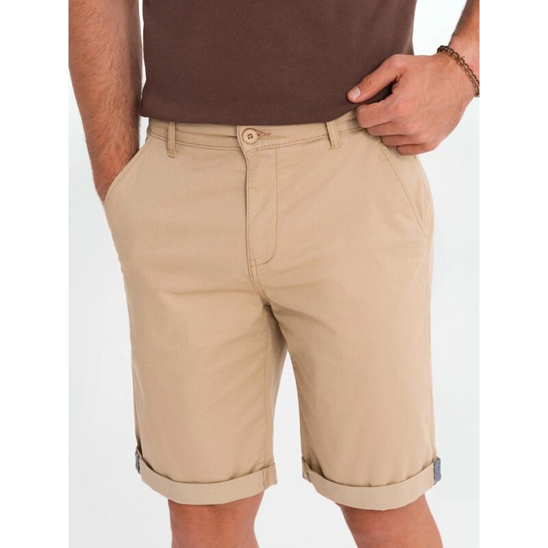 Ombre Clothing Pánske béžové chinos šortky s lemom V11 SRCS-0197 63913882