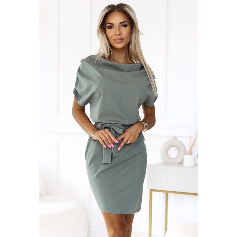 Numoco Olivové asymetrické dámske šaty ROXI 63914208