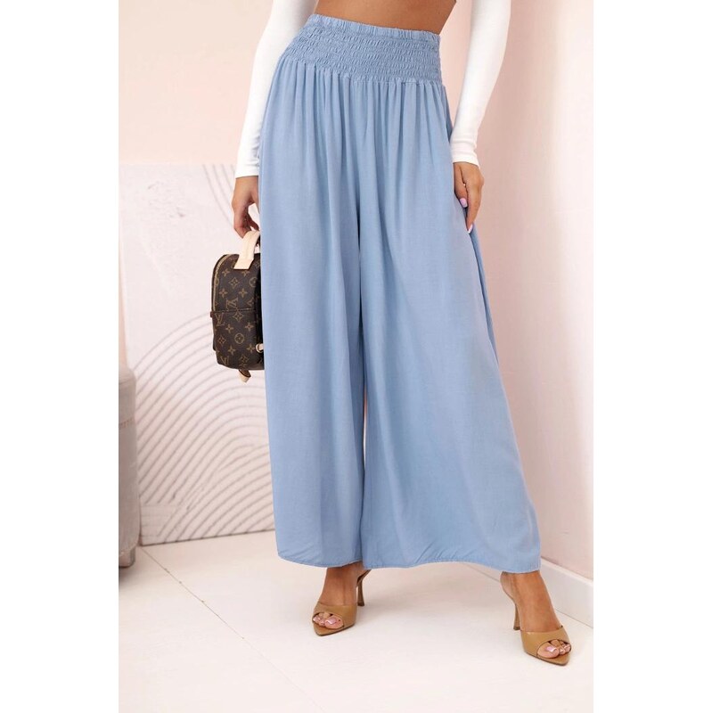 MladaModa Široké viskózové nohavice s elastickým pásom model 3069 64102029