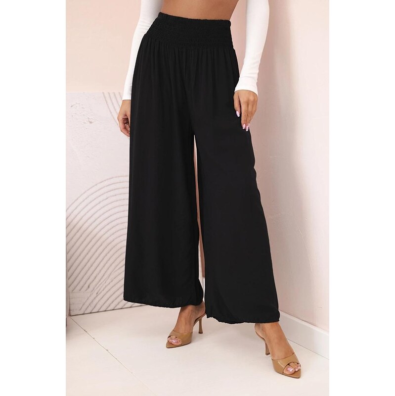 MladaModa Široké viskózové nohavice s elastickým pásom model 3069 64102031