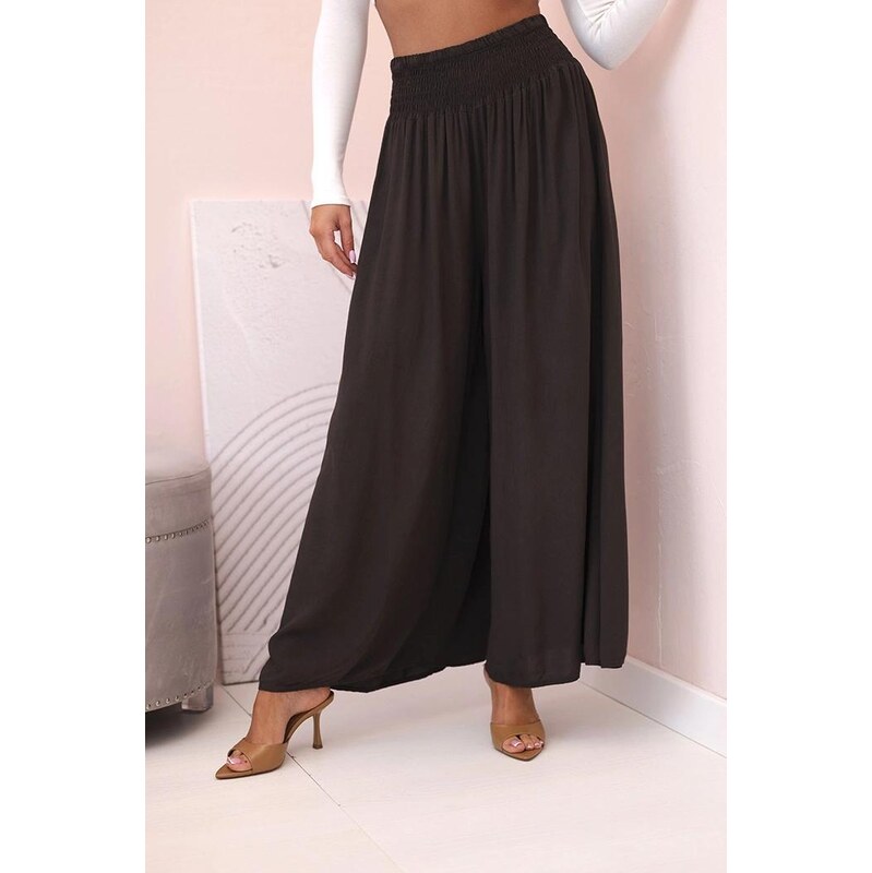 MladaModa Široké viskózové nohavice s elastickým pásom model 3069 64102028