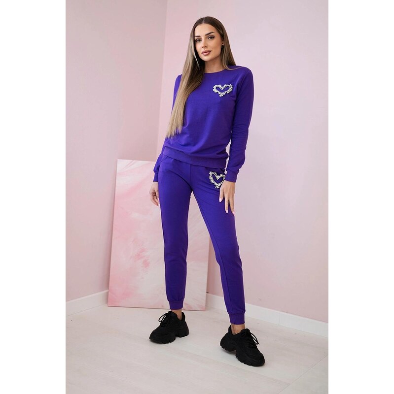 MladaModa Bavlnená súprava s ozdobným srdiečkom model 69932 tmavá 65082680