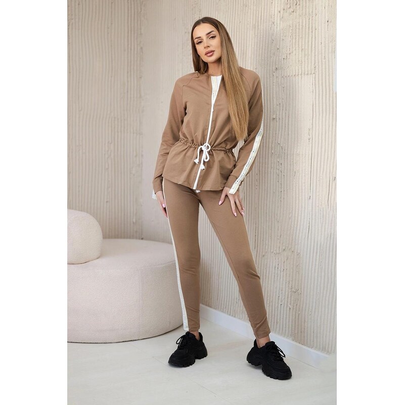 MladaModa Bavlnená súprava s lemom a s viazaním v páse model 67153 65082685